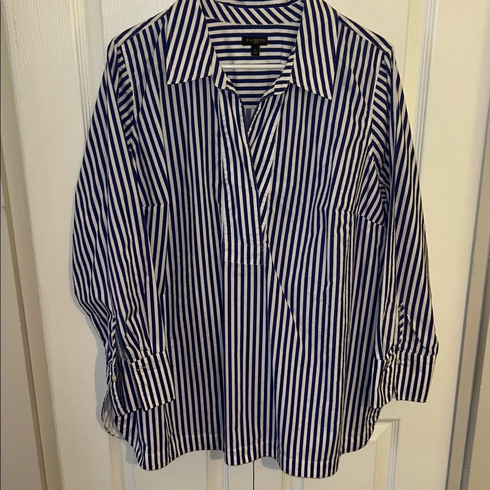 Talbots Navy and White Striped Top - Picture 6 of 7
